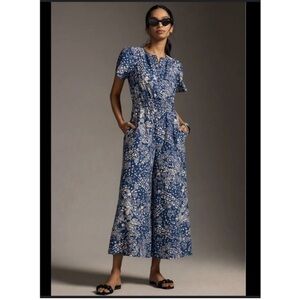 Anthropologie Somerset Blue Floral Jumpsuit